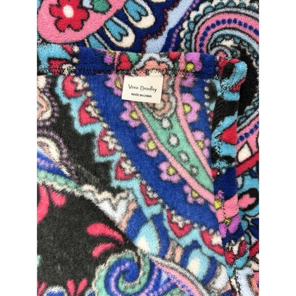Vera Bradley Paisley Haymaker Fleece Blanket Black Multicolored 80X50 - Picture 4 of 6
